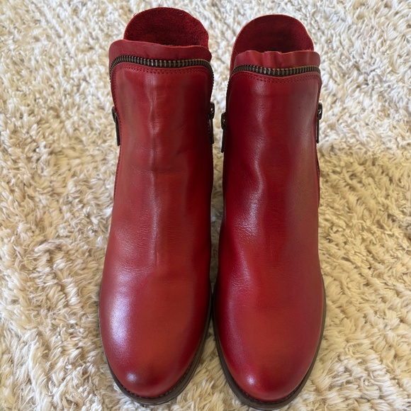 Miz Mooz Jet Zip Up Ankle Boots Size 38 Red Leather - Picture 6 of 11